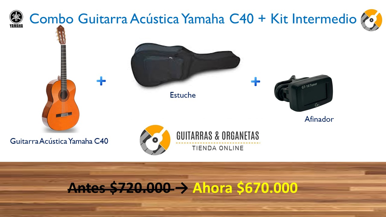 Guitarra clásica Yamaha c40 + estuche semiduro + afinador - Imagen 2