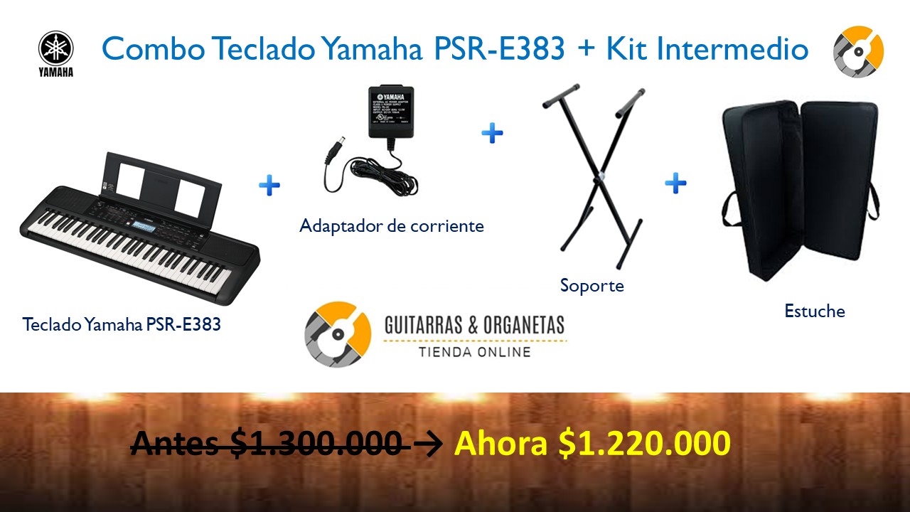 Teclado Yamaha psr-e383 + base en x + estuche semiduro - Imagen 2