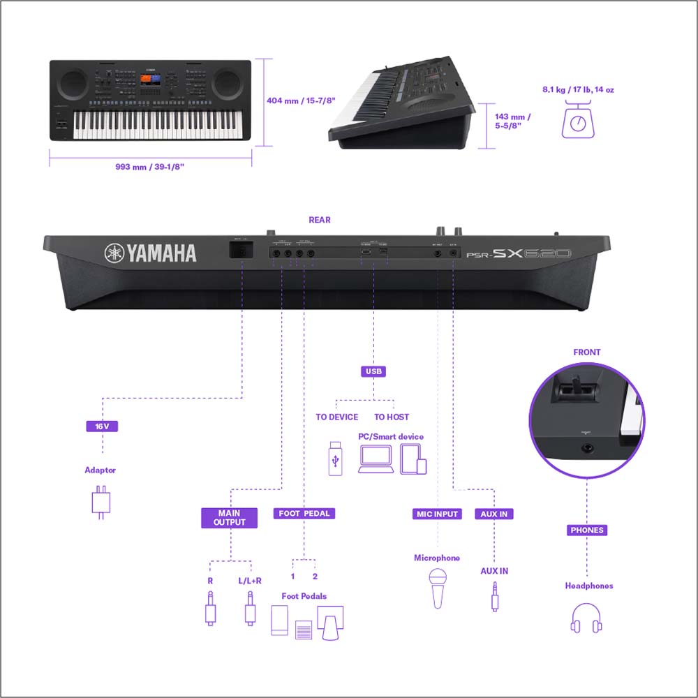 Teclado Yamaha Workstation PSR-SX620 - Imagen 2